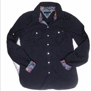 🌻Tommy Hilfiger women’s polka dot button down